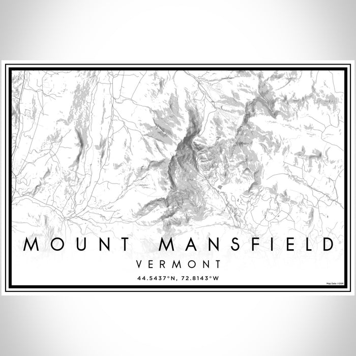 Mount Mansfield Vermont Map Print Landscape Orientation in Classic Style With Shaded Background