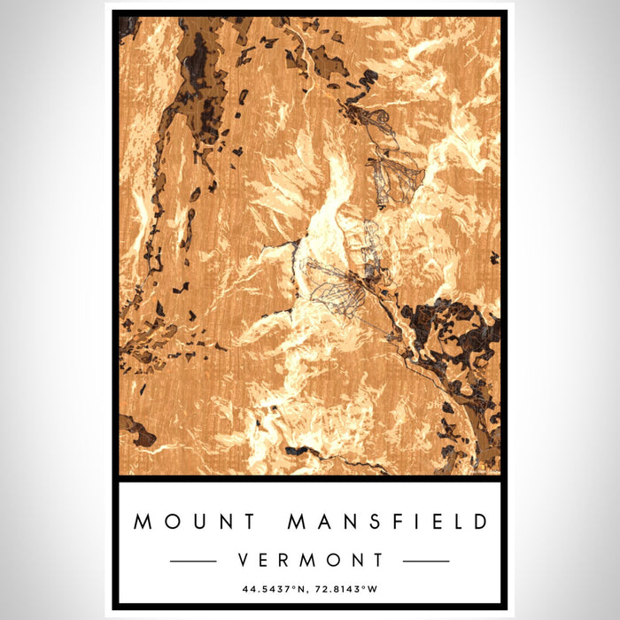 Mount Mansfield Vermont Map Print Portrait Orientation in Ember Style With Shaded Background