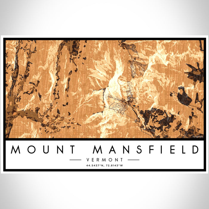 Mount Mansfield Vermont Map Print Landscape Orientation in Ember Style With Shaded Background