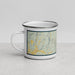 Left View Custom Mount Mansfield Vermont Map Enamel Mug in Woodblock