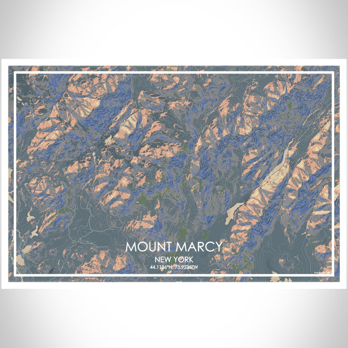 Mount Marcy New York Map Print Landscape Orientation in Afternoon Style With Shaded Background