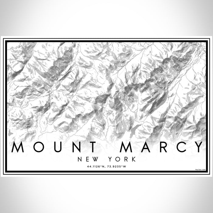 Mount Marcy New York Map Print Landscape Orientation in Classic Style With Shaded Background