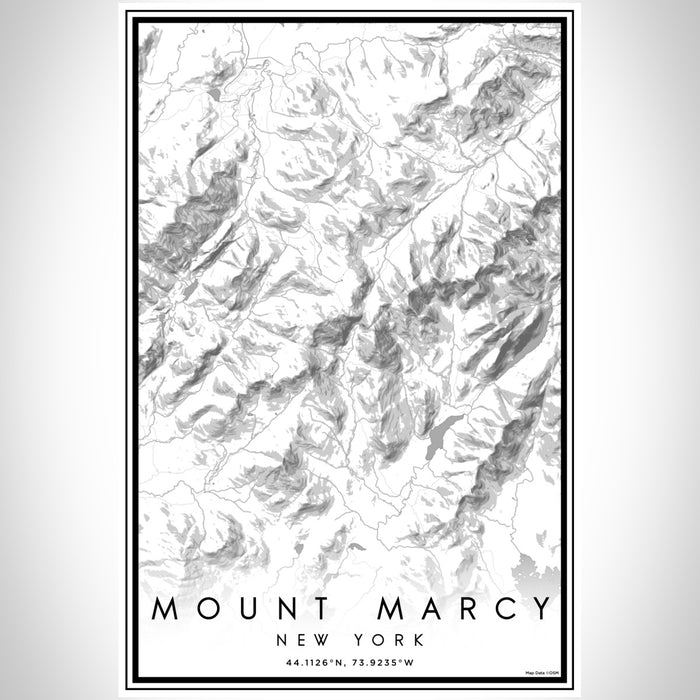 Mount Marcy New York Map Print Portrait Orientation in Classic Style With Shaded Background