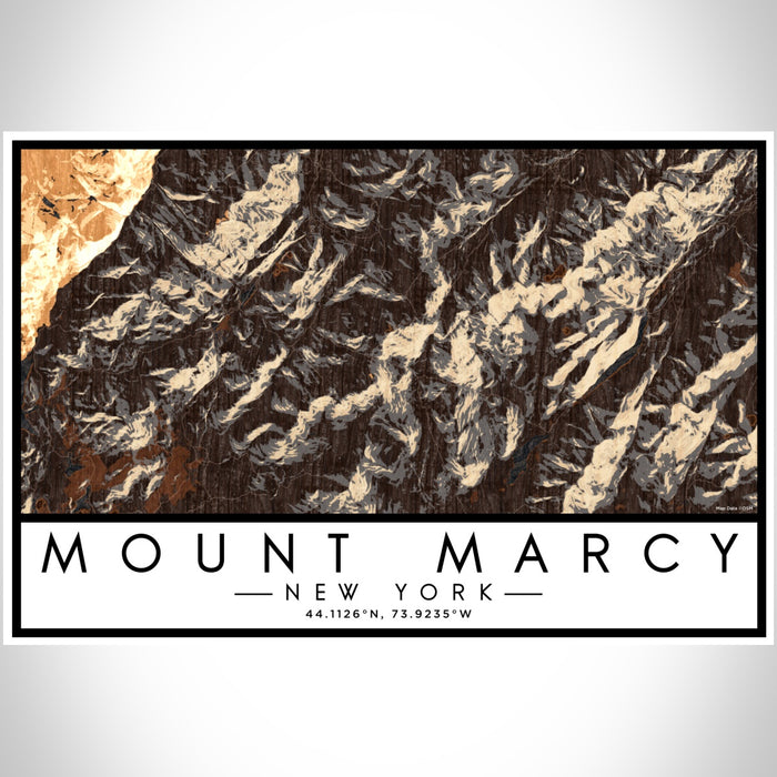 Mount Marcy New York Map Print Landscape Orientation in Ember Style With Shaded Background