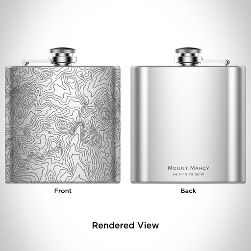 Rendered View of Mount Marcy New York Map Engraving on 6oz Stainless Steel Flask