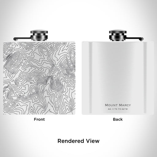 Rendered View of Mount Marcy New York Map Engraving on 6oz Stainless Steel Flask in White