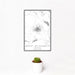 12x18 Mount McLoughlin Oregon Map Print Portrait Orientation in Classic Style With Small Cactus Plant in White Planter
