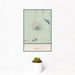 12x18 Mount McLoughlin Oregon Map Print Portrait Orientation in Woodblock Style With Small Cactus Plant in White Planter