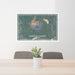 24x36 Mount McLoughlin Oregon Map Print Lanscape Orientation in Afternoon Style Behind 2 Chairs Table and Potted Plant