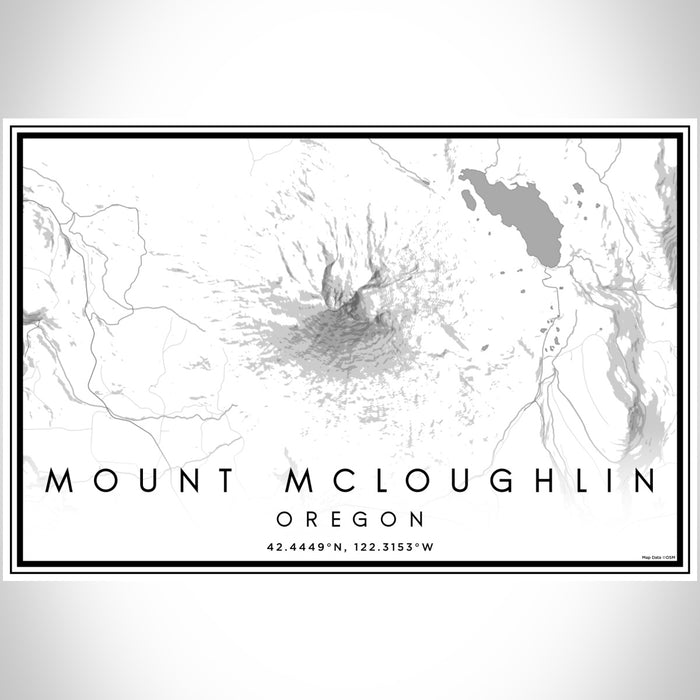 Mount McLoughlin Oregon Map Print Landscape Orientation in Classic Style With Shaded Background