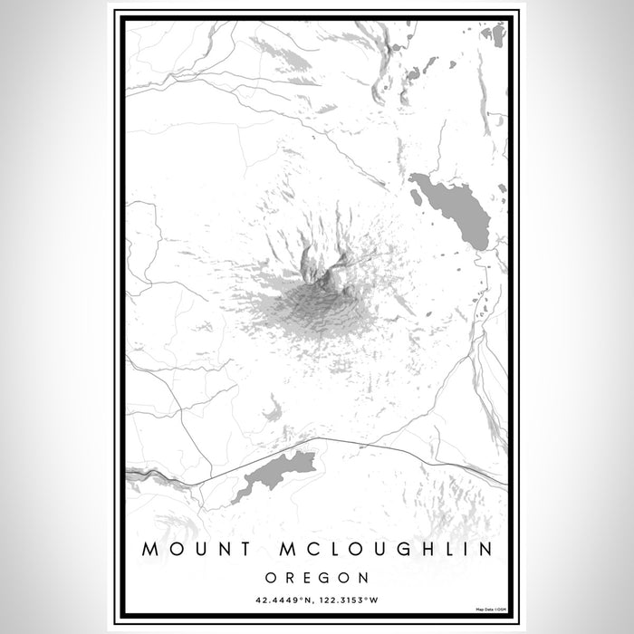 Mount McLoughlin Oregon Map Print Portrait Orientation in Classic Style With Shaded Background