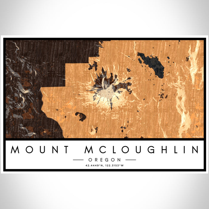 Mount McLoughlin Oregon Map Print Landscape Orientation in Ember Style With Shaded Background