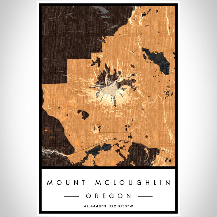 Mount McLoughlin Oregon Map Print Portrait Orientation in Ember Style With Shaded Background