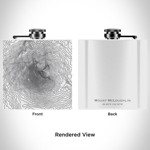 Rendered View of Mount McLoughlin Oregon Map Engraving on 6oz Stainless Steel Flask in White