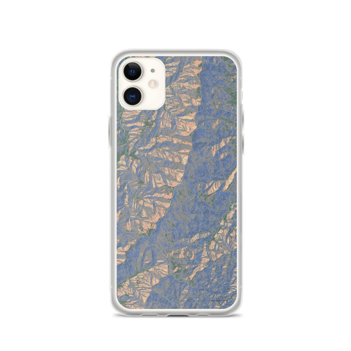 Custom iPhone 11 Mount Mitchell North Carolina Map Phone Case in Afternoon