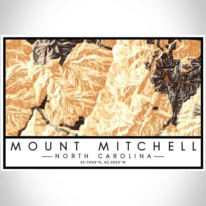 Mount Mitchell North Carolina Map Print Landscape Orientation in Ember Style With Shaded Background