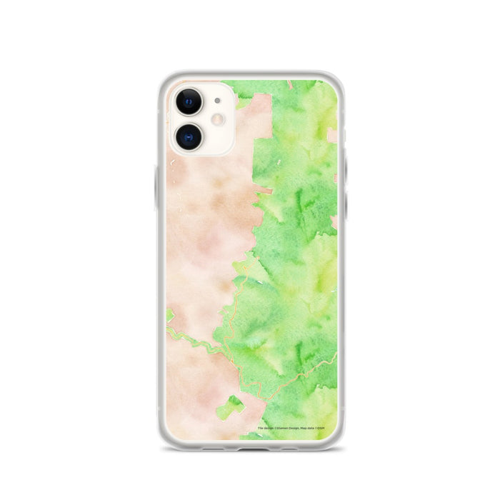 Custom iPhone 11 Mount Mitchell North Carolina Map Phone Case in Watercolor