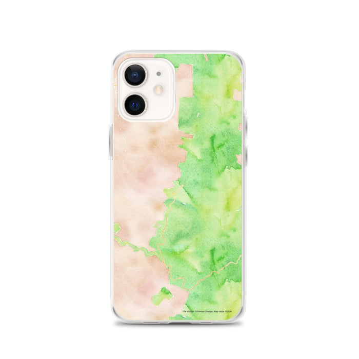 Custom iPhone 12 Mount Mitchell North Carolina Map Phone Case in Watercolor