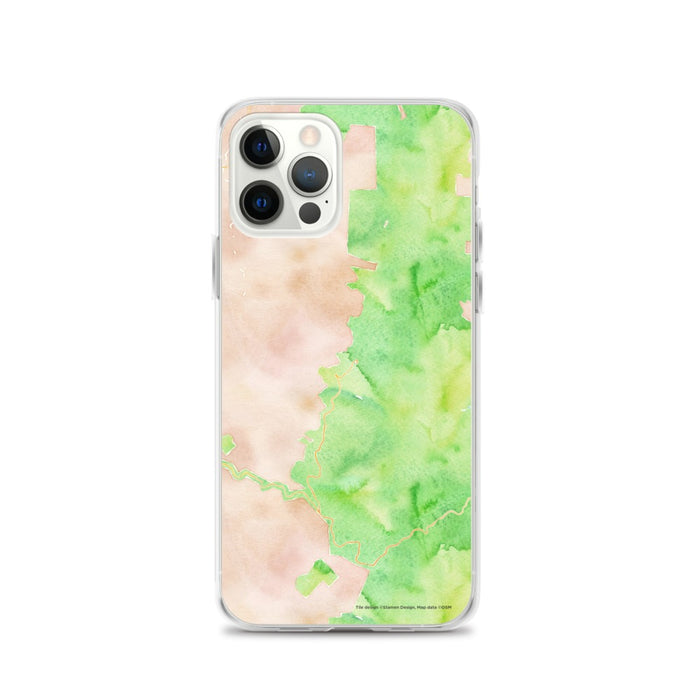 Custom iPhone 12 Pro Mount Mitchell North Carolina Map Phone Case in Watercolor
