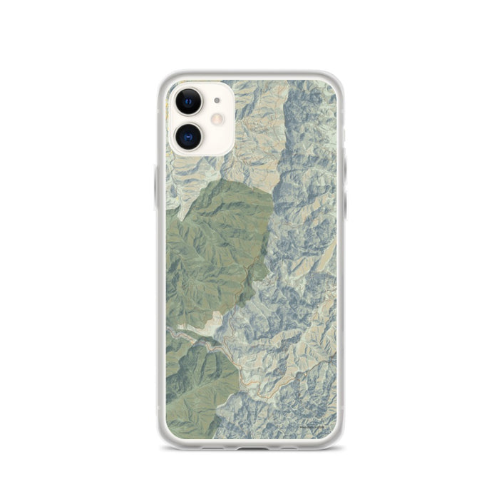 Custom iPhone 11 Mount Mitchell North Carolina Map Phone Case in Woodblock