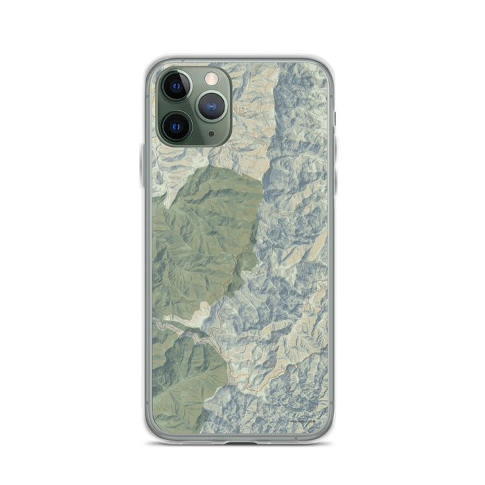 Custom iPhone 11 Pro Mount Mitchell North Carolina Map Phone Case in Woodblock