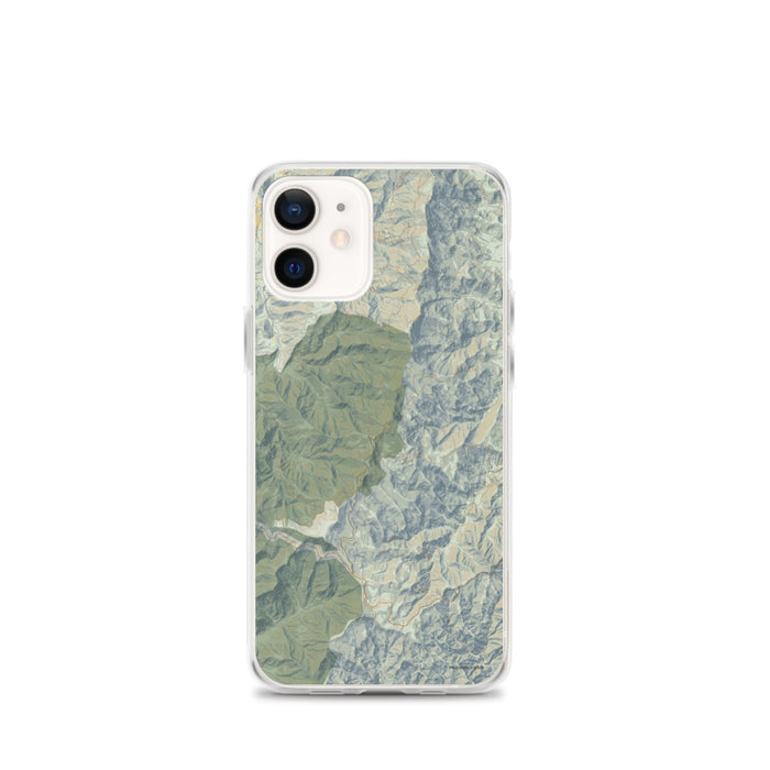 Custom iPhone 12 mini Mount Mitchell North Carolina Map Phone Case in Woodblock