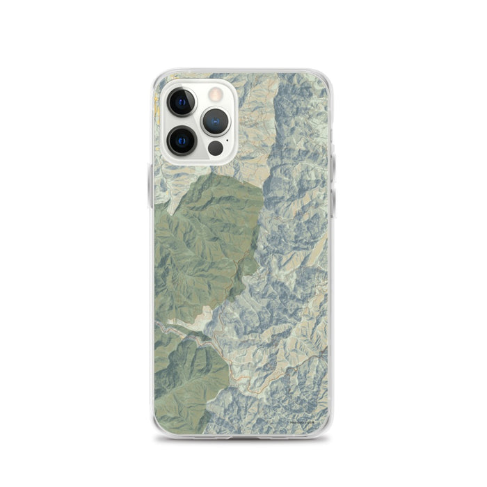 Custom iPhone 12 Pro Mount Mitchell North Carolina Map Phone Case in Woodblock
