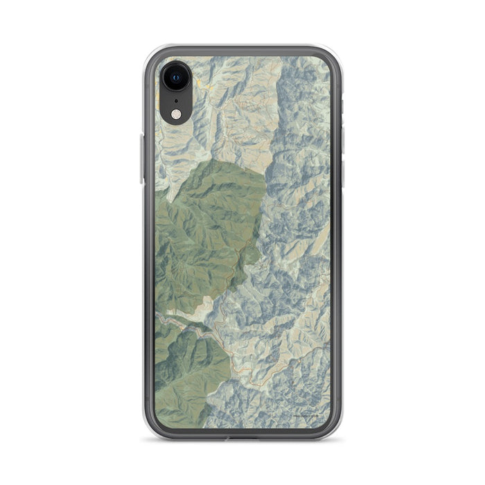 Custom iPhone XR Mount Mitchell North Carolina Map Phone Case in Woodblock