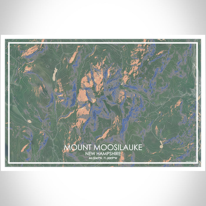 Mount Moosilauke New Hampshire Map Print Landscape Orientation in Afternoon Style With Shaded Background