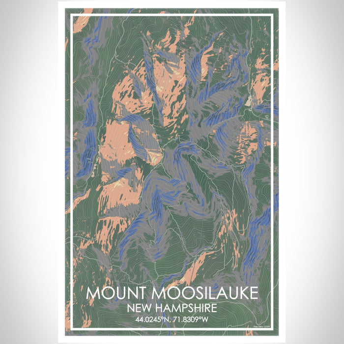 Mount Moosilauke New Hampshire Map Print Portrait Orientation in Afternoon Style With Shaded Background