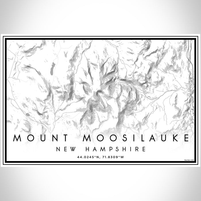 Mount Moosilauke New Hampshire Map Print Landscape Orientation in Classic Style With Shaded Background