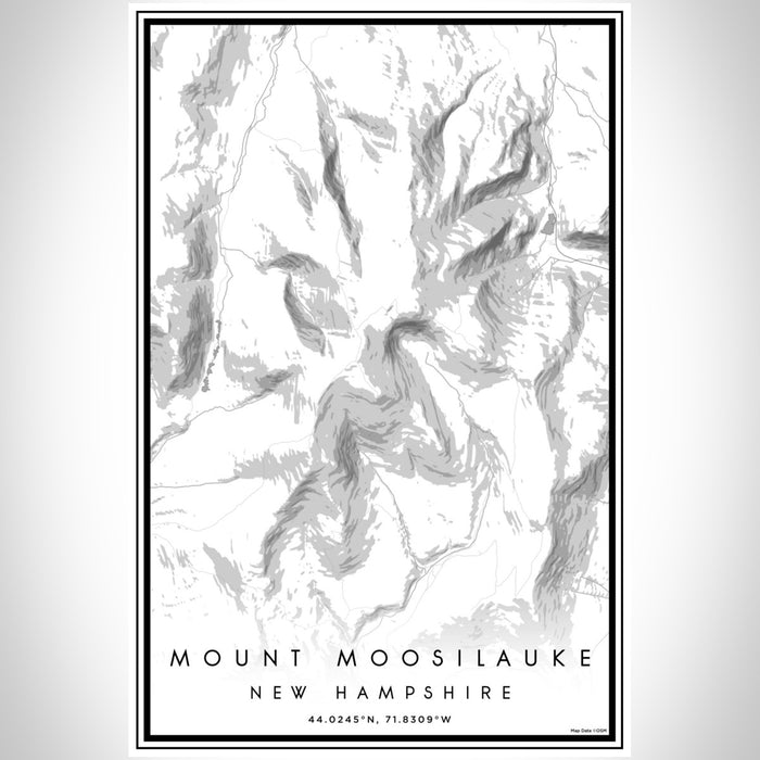 Mount Moosilauke New Hampshire Map Print Portrait Orientation in Classic Style With Shaded Background