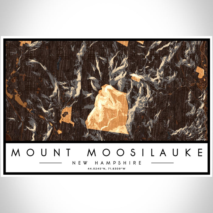 Mount Moosilauke New Hampshire Map Print Landscape Orientation in Ember Style With Shaded Background