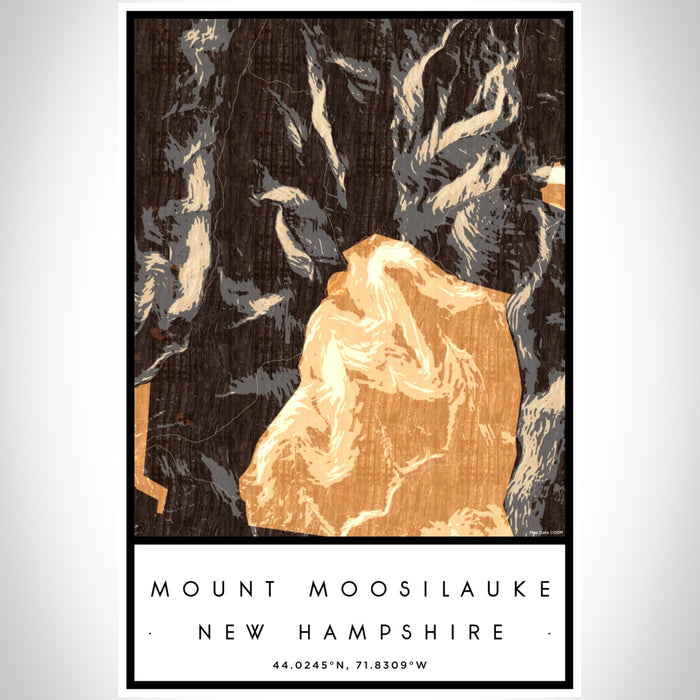 Mount Moosilauke New Hampshire Map Print Portrait Orientation in Ember Style With Shaded Background