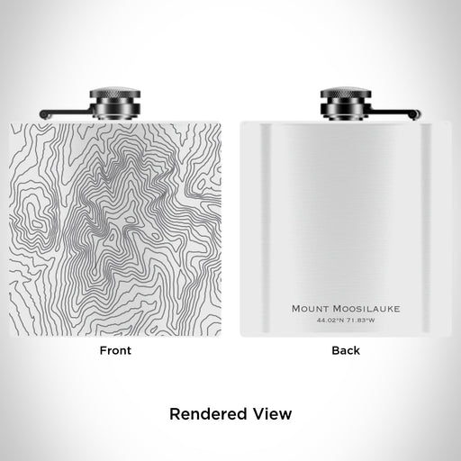 Rendered View of Mount Moosilauke New Hampshire Map Engraving on 6oz Stainless Steel Flask in White