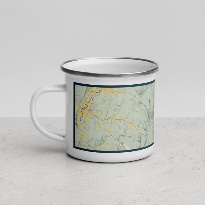 Left View Custom Mount Moosilauke New Hampshire Map Enamel Mug in Woodblock