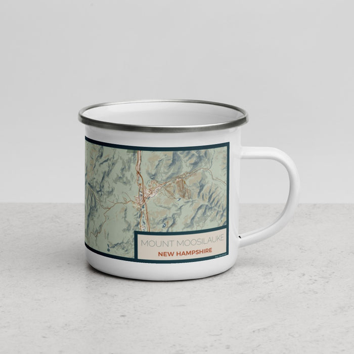 Right View Custom Mount Moosilauke New Hampshire Map Enamel Mug in Woodblock