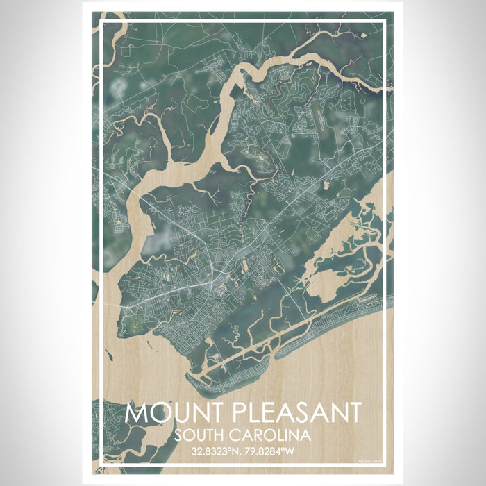 Mount Pleasant South Carolina Map Print Portrait Orientation in Afternoon Style With Shaded Background