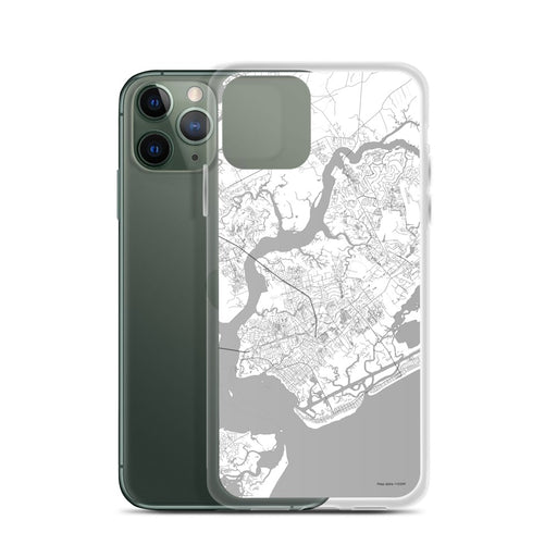 Custom Mount Pleasant South Carolina Map Phone Case in Classic on Table with Laptop and Plant