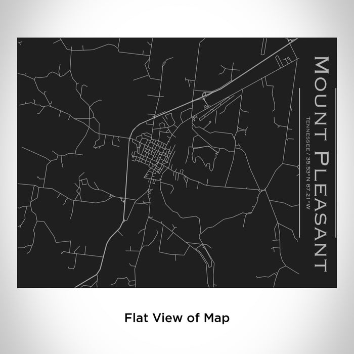 Rendered View of Mount Pleasant Tennessee Map Engraving on 20oz Stainless Steel Insulated Bottle with Bamboo Top in Black