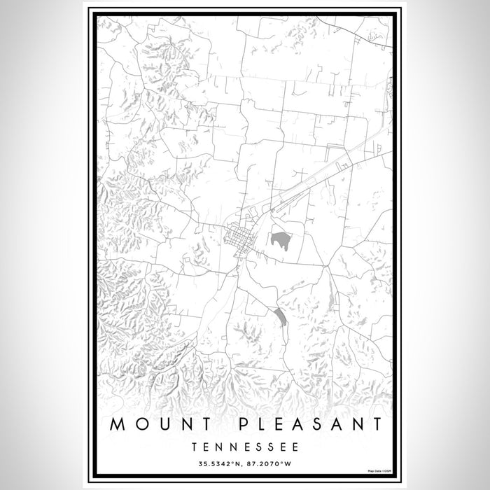 Mount Pleasant Tennessee Map Print Portrait Orientation in Classic Style With Shaded Background