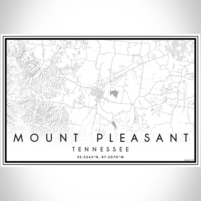 Mount Pleasant Tennessee Map Print Landscape Orientation in Classic Style With Shaded Background