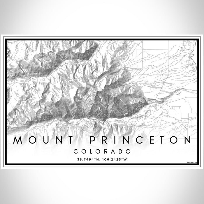 Mount Princeton Colorado Map Print Landscape Orientation in Classic Style With Shaded Background
