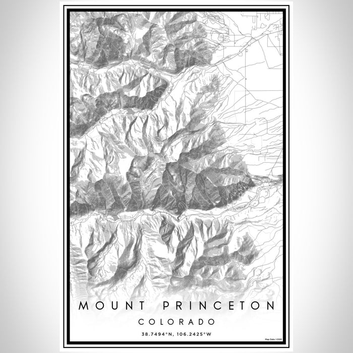 Mount Princeton Colorado Map Print Portrait Orientation in Classic Style With Shaded Background