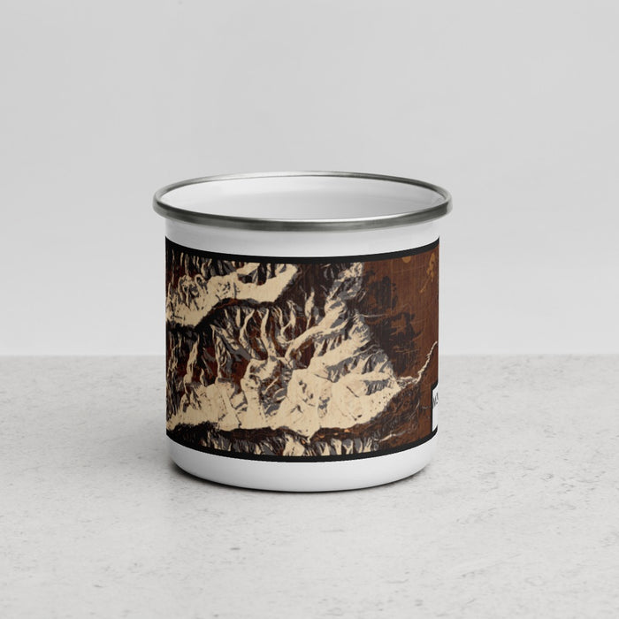 Front View Custom Mount Princeton Colorado Map Enamel Mug in Ember