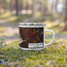 Right View Custom Mount Princeton Colorado Map Enamel Mug in Ember on Grass With Trees in Background