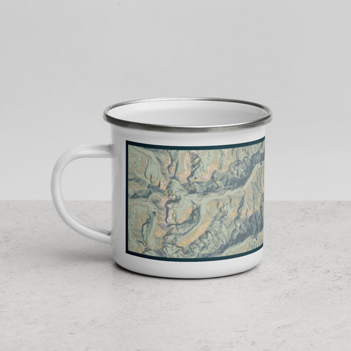 Left View Custom Mount Princeton Colorado Map Enamel Mug in Woodblock