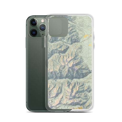 Custom Mount Princeton Colorado Map Phone Case in Woodblock on Table with Laptop and Plant