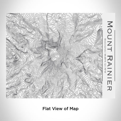 Rendered View of Mount Rainier Washington Map Engraving on 20oz Stainless Steel Insulated Bottle with Bamboo Top in White