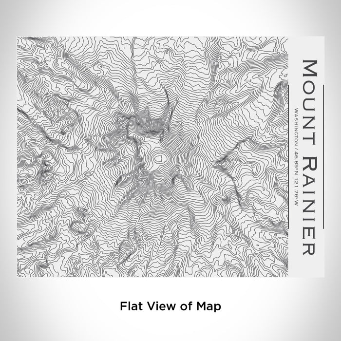 Rendered View of Mount Rainier Washington Map Engraving on 20oz Stainless Steel Insulated Bottle with Bamboo Top in White